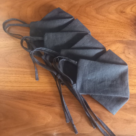 The Costume Room Black Linen Origami Face Covering Bundle of Four-masks-sustainable-accessories