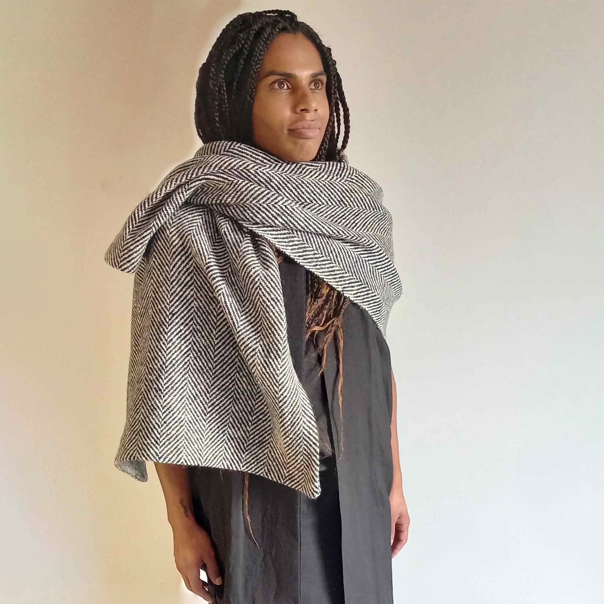 Handwoven Donegal Tweed Throw is the perfect sustainable Christmas gift. Handmade in Ireland can also be worn as a scarf.