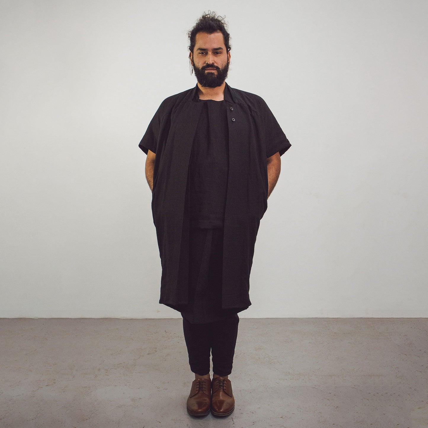 Man The Costume Room black Linen Asymmetric Trousers-pants