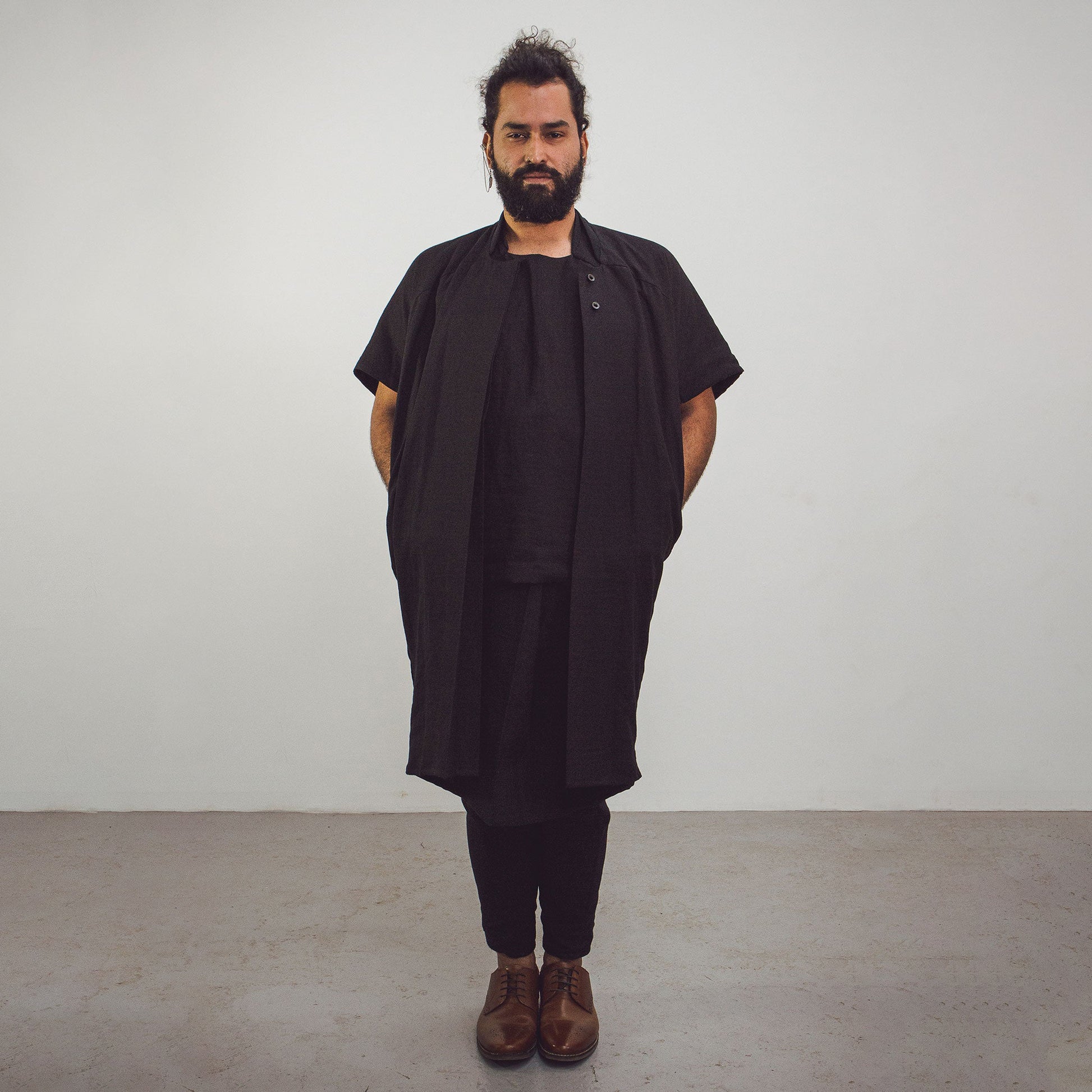 Man The Costume Room black Linen Asymmetric Trousers-pants