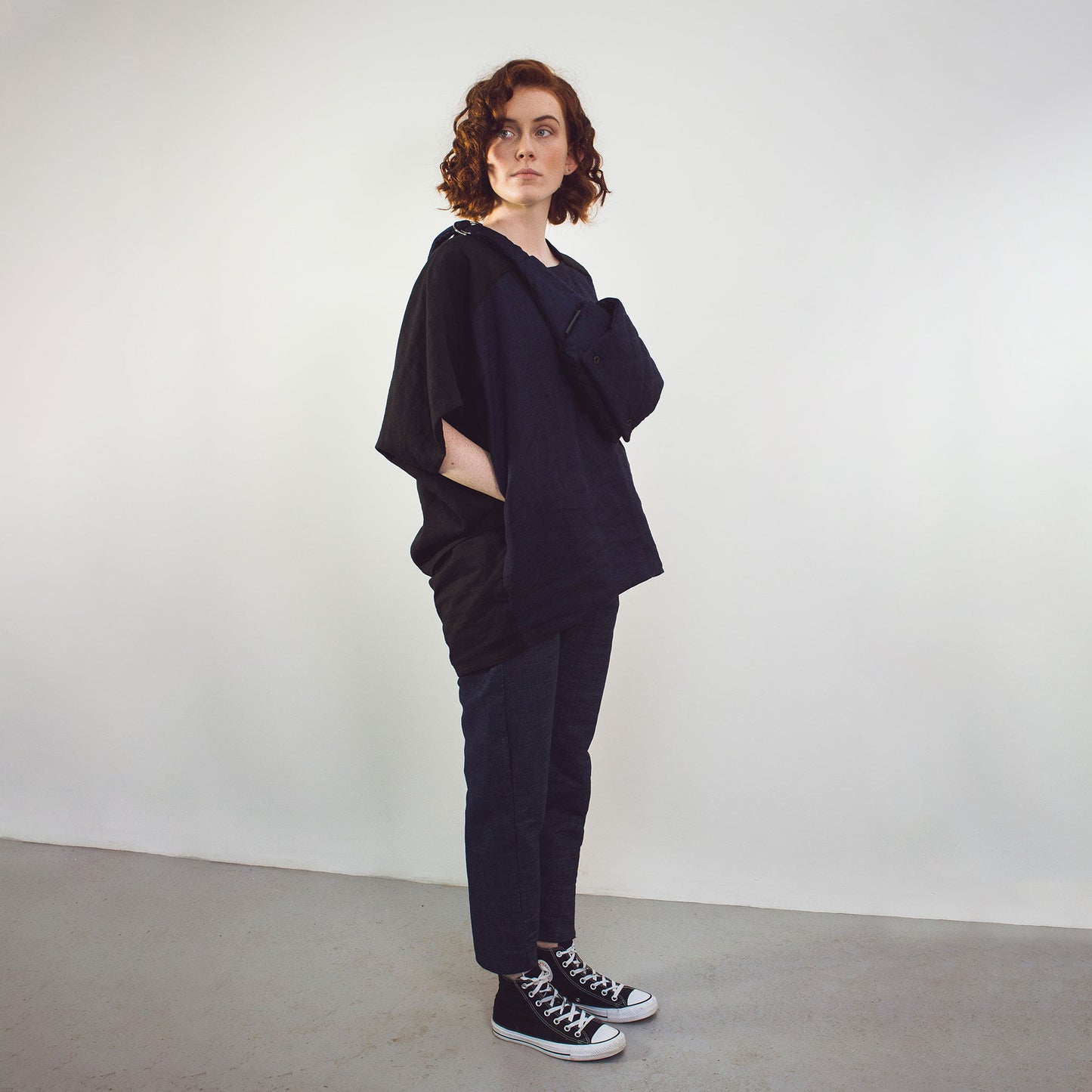 Woman The Costume Room Raw Organic Denim Asymmetric Trousers