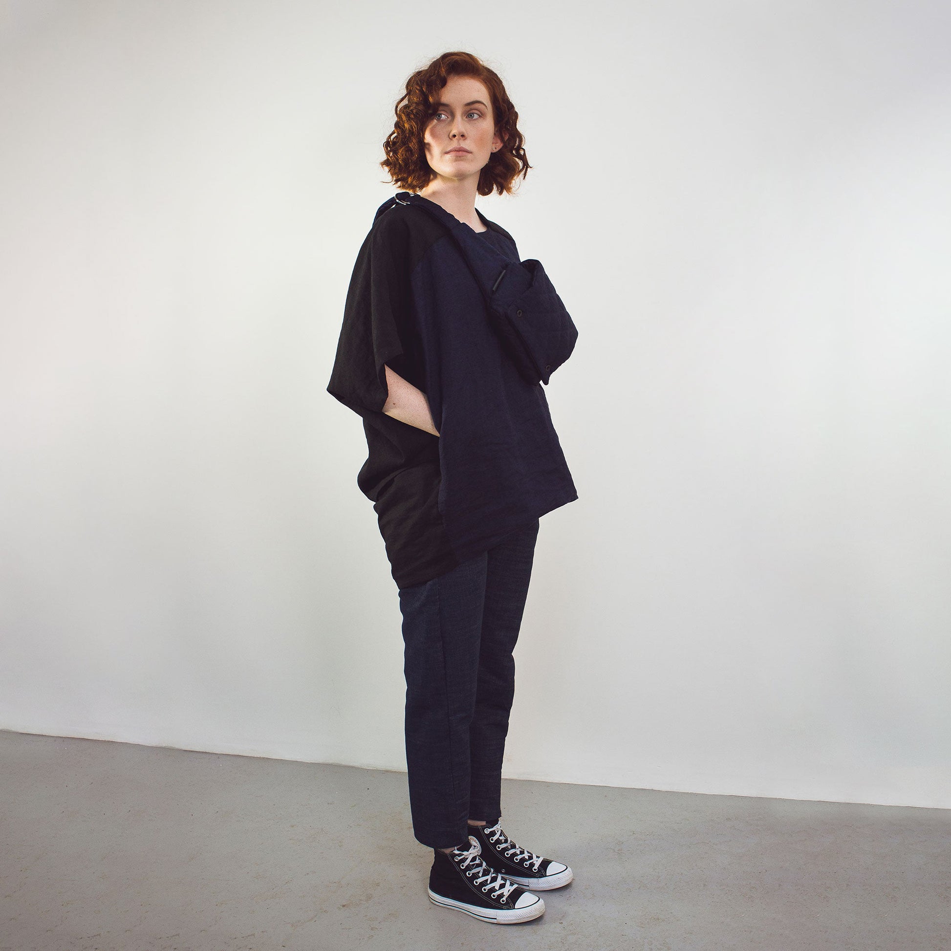 Woman The Costume Room Raw Organic Denim Asymmetric Trousers