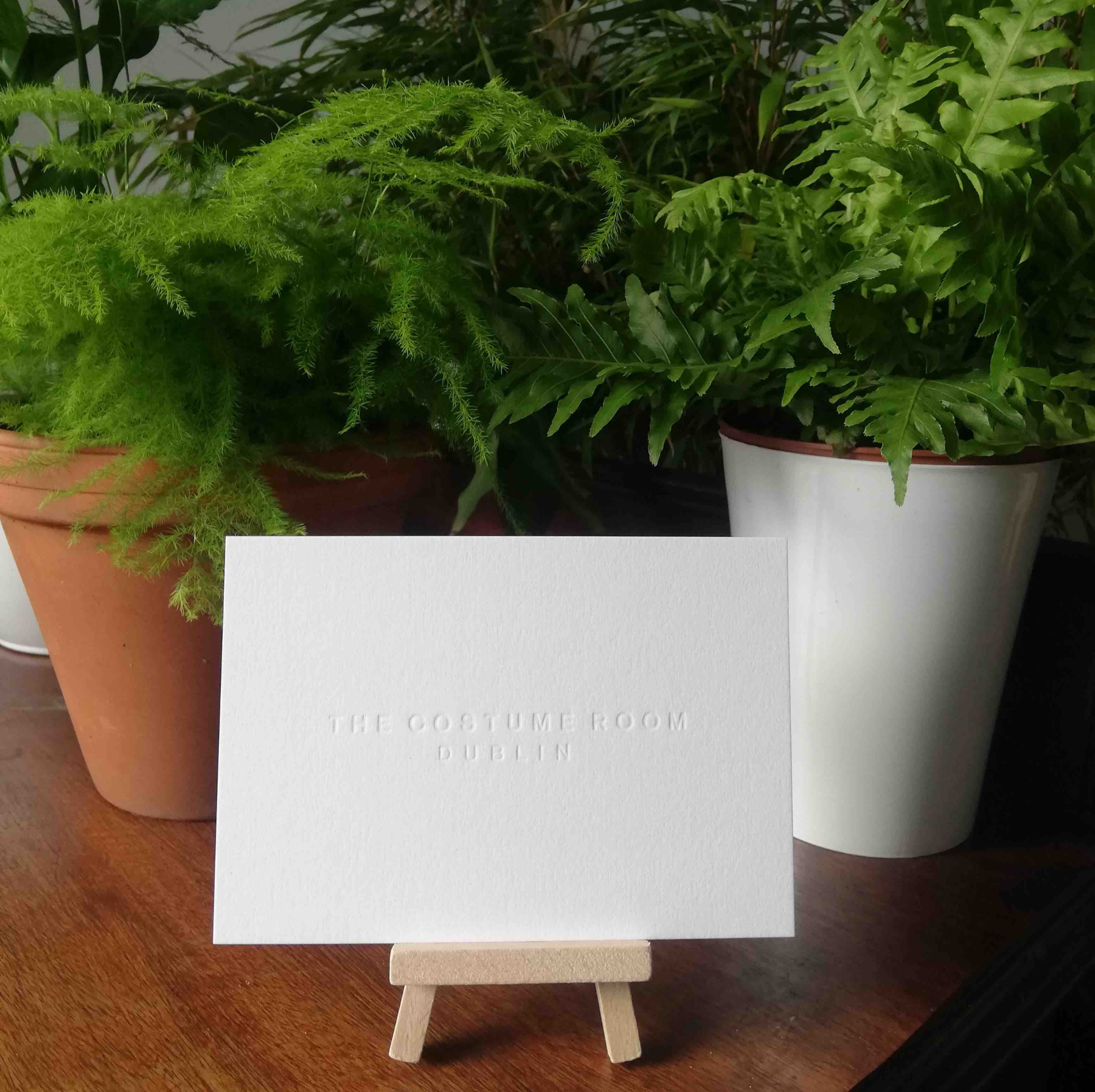 The Costume Room letterpress Gift Card arrives wrapped in a beautiful environmentally friendly box